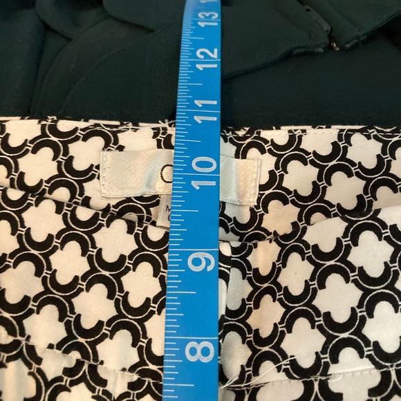 OVI Pants Women Sz M Black White Quatrefoil Mid Rise Straight Leg Cotton Stretch - Picture 6 of 11